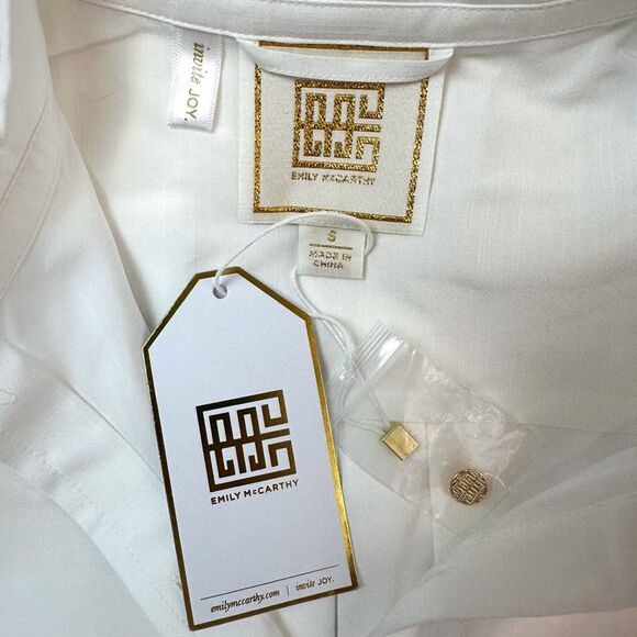 Emily McCarthy Oxford Shirt Dress - White Linen - Size Small - Picture 5 of 5